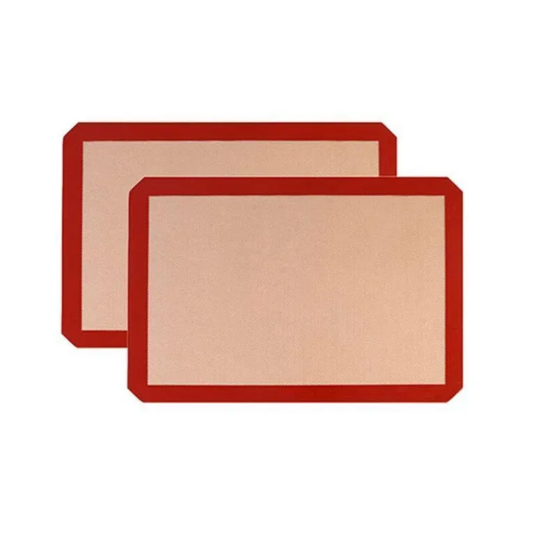 Silicone Baking Mat Non Stick Reusable Sheet for Pastry Dough Cookie Oven Bakeware - Red 2PCS(2*60X40CM)