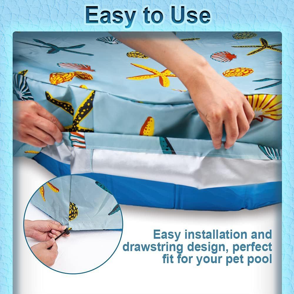 Foldable Round Dog Swimming Pool Cover, Coating Waterproof and UV Protection, Leakproof Washable Kiddie Pet Small Paddling Bath — image 2