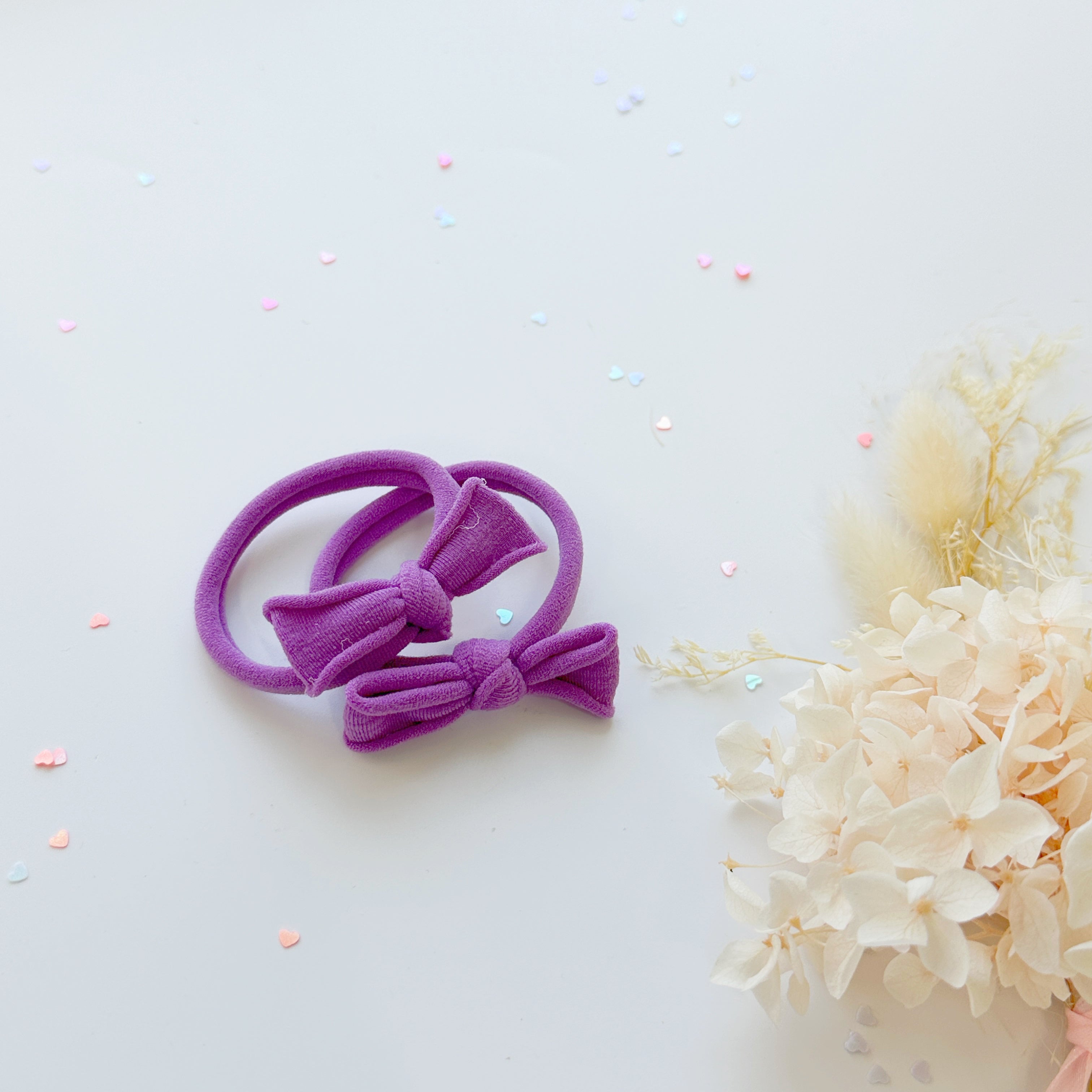 Handmade Simple Bow metal free hair ties - Candy - 1 Pairs - Pastel Yellow — image 4
