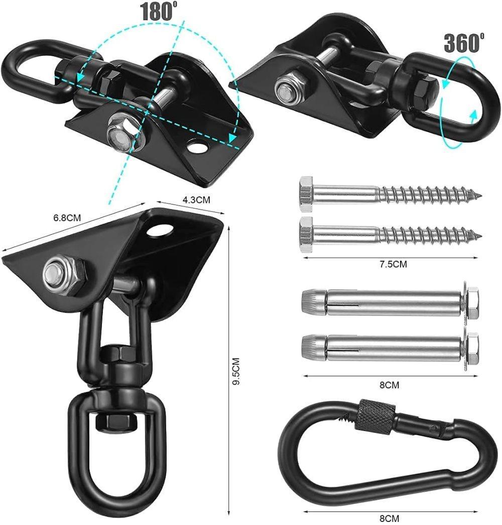 450kg Stainless Steel Swing Hooks with Screws for Hanging Chair Swing Yoga Towel, 360° Rotation — image 2