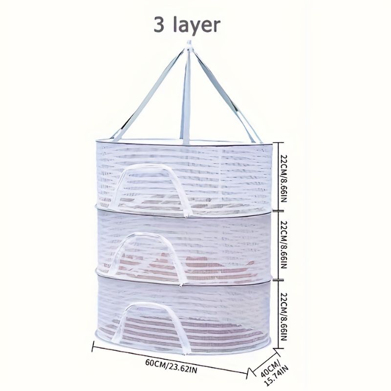 White Black Fiber Mesh Air Drying Rack - Multi-layer Collapsible for Clothes & Food — image 4