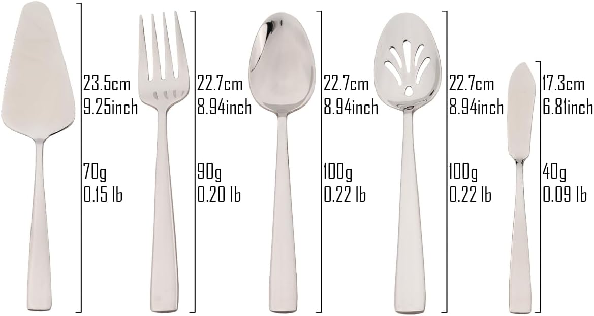 5-Piece Glossy Handle Silverware Hostess Set Stainless Steel Flatware Serving Set for Buffet Party Home Restaurant Mirror Polished Dishwasher Safe — image 3