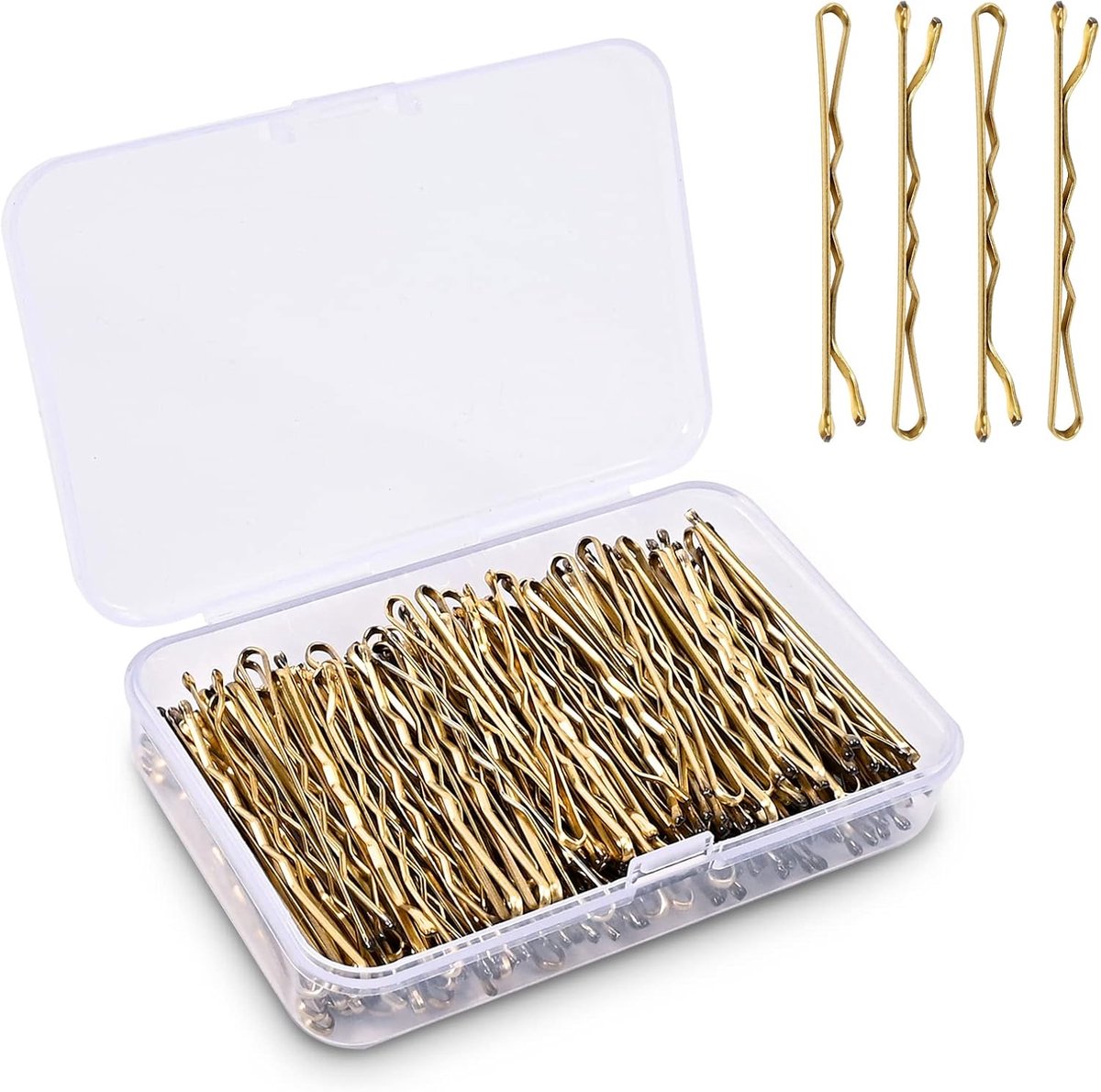 100 Pieces 2 Inch Gold Hairpins - With Clear Storage Box - For Hair Salons & Personal Use