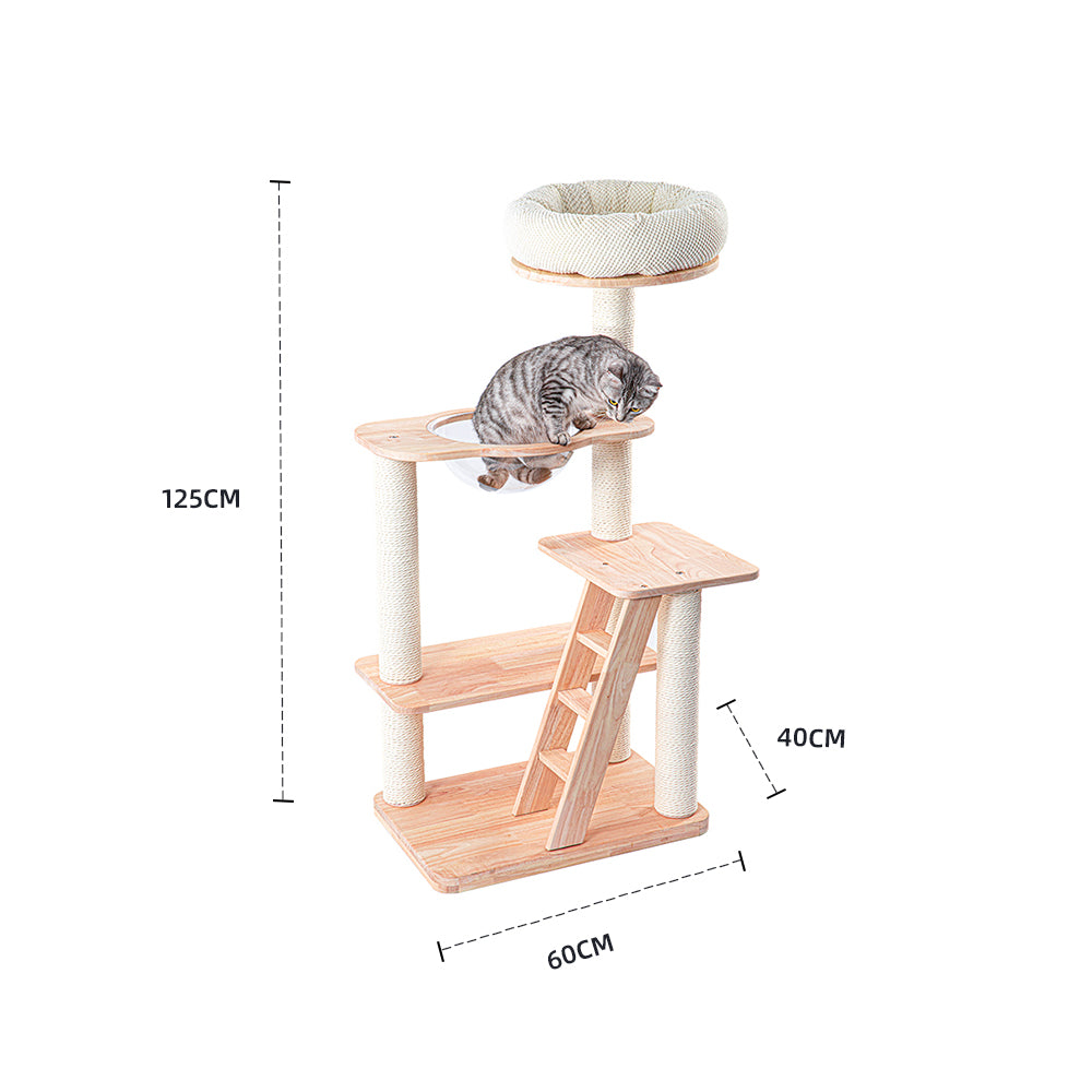 HONEYPOTCAT Serenity Plush Top Cat Tower - Wood Wax 125cm โ image 2