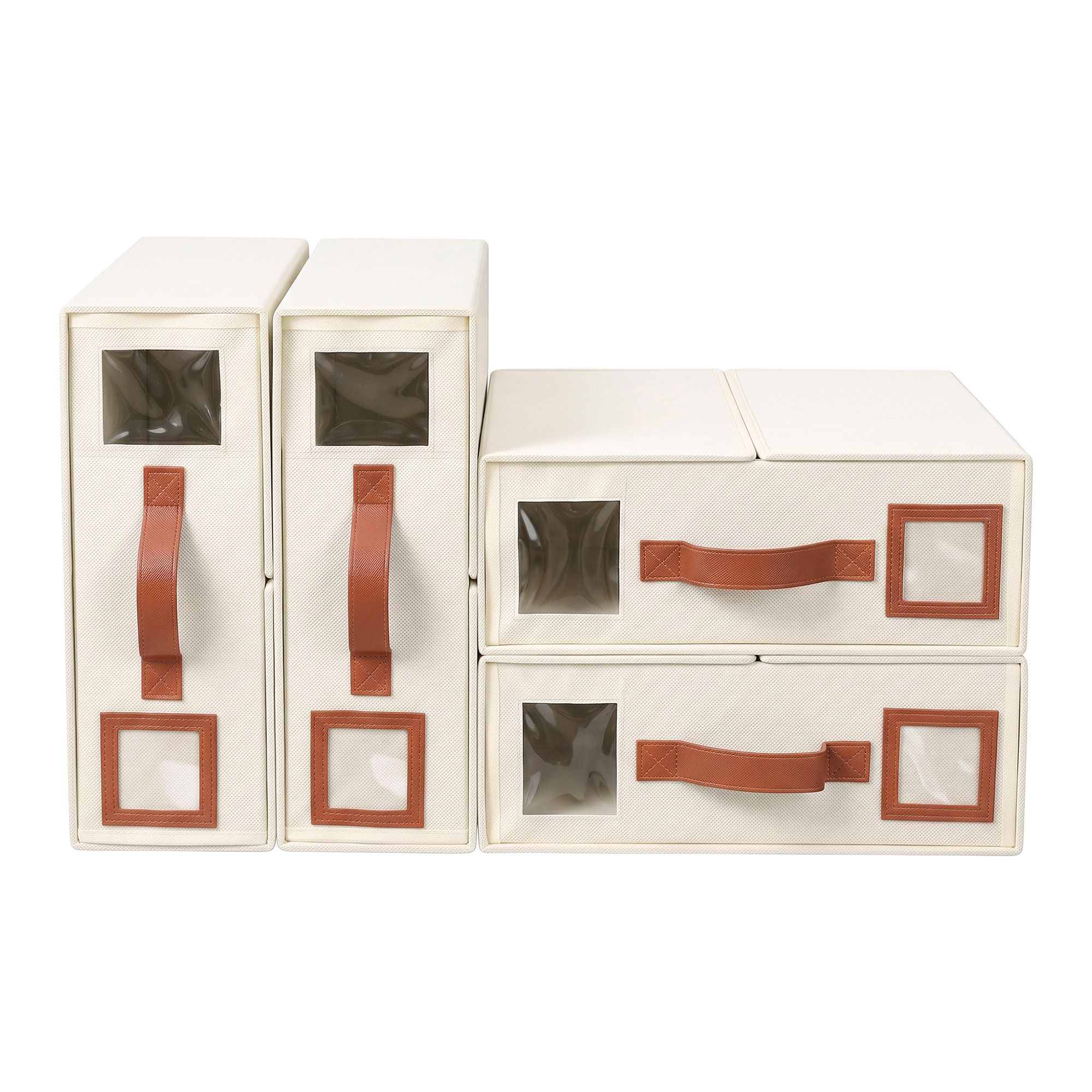 Artiss Bed Sheet Organisers Box 4Pcs Storage King Size Bedding Foldable Beige β image 3