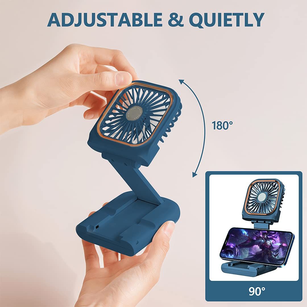 Portable Handheld Personal Necklace Fan Foldable Mini Quiet USB Rechargeable Fan With Mobile phone bracket function — image 5