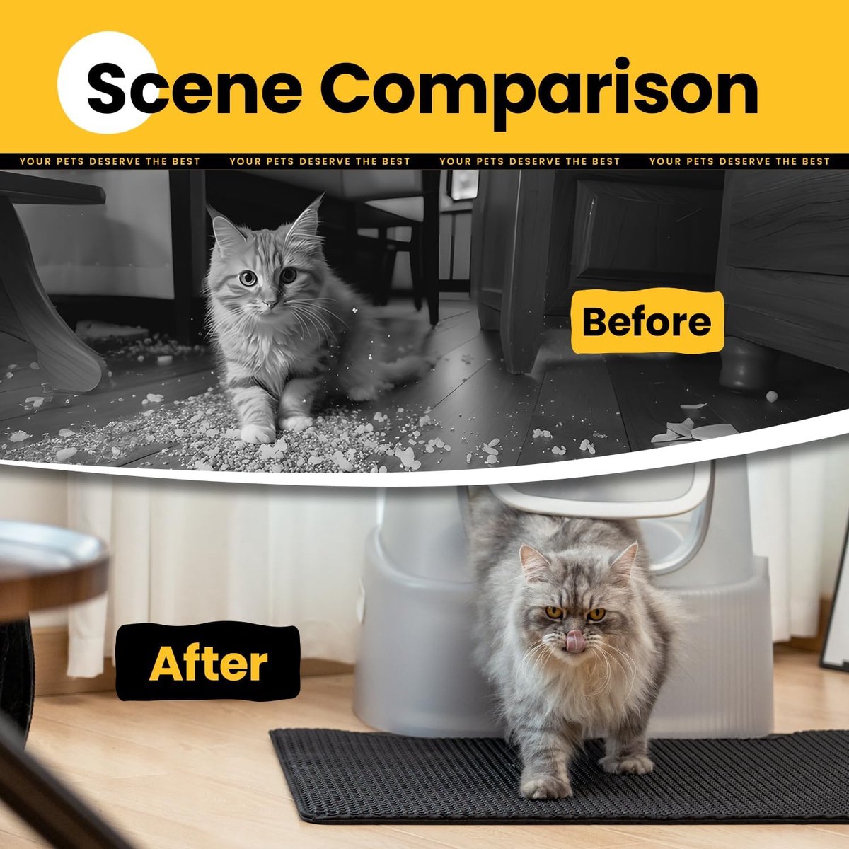 Cat Litter Mat - 30 x 45 cm - Waterproof Cat Litter Mat - Grit Catcher - Cat Litter Mat - Double Layer - Cat Litter Mat - Catchment Area - Cat Mat - Black — image 3