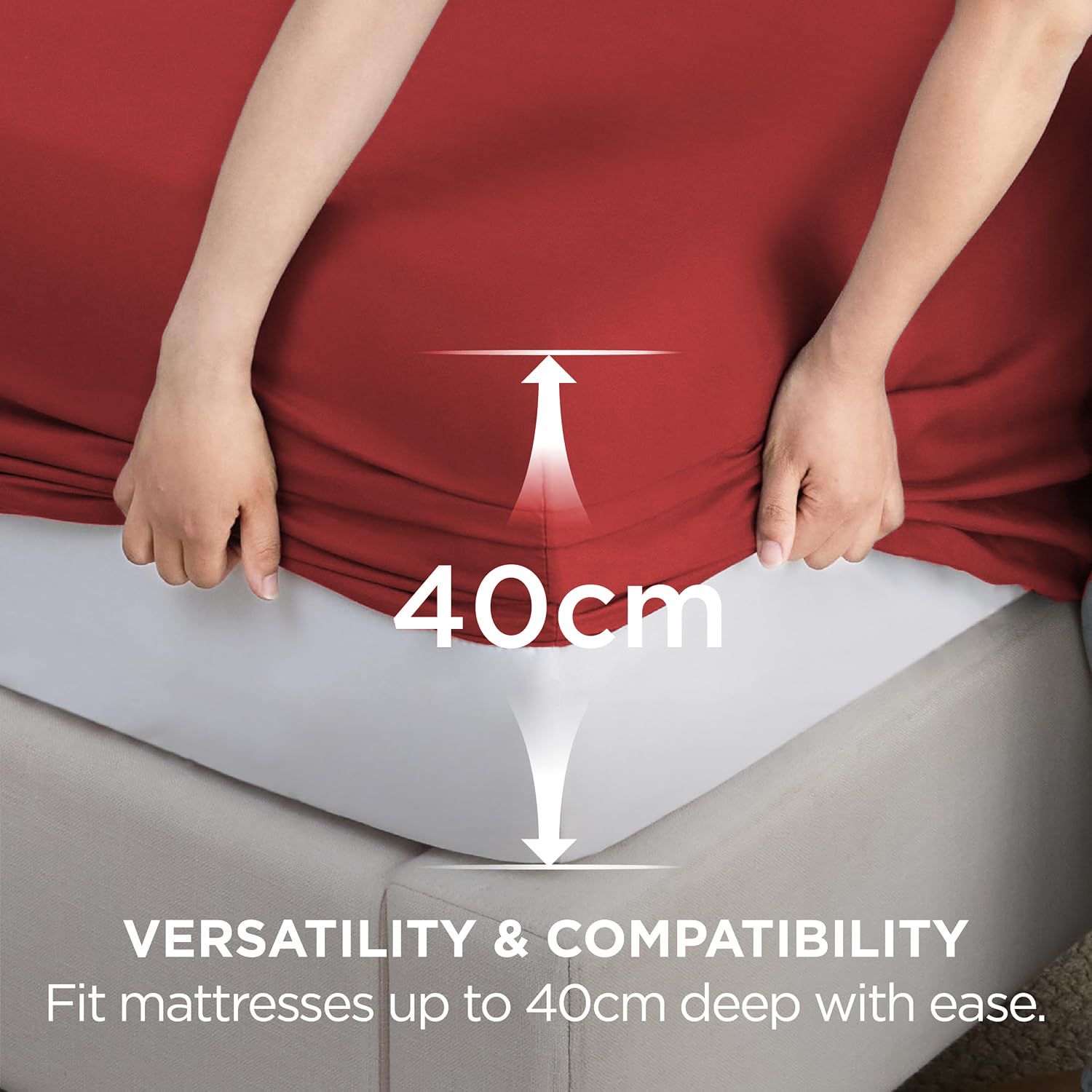 2000TC Hotel Quality Fitted Sheets - 2 Piece Fitted Sheets -Breathable Bedding - Wrinkle, Fade, Stain Resistant- 16inch/40cm Deep Pocket Fitted Bed — image 3