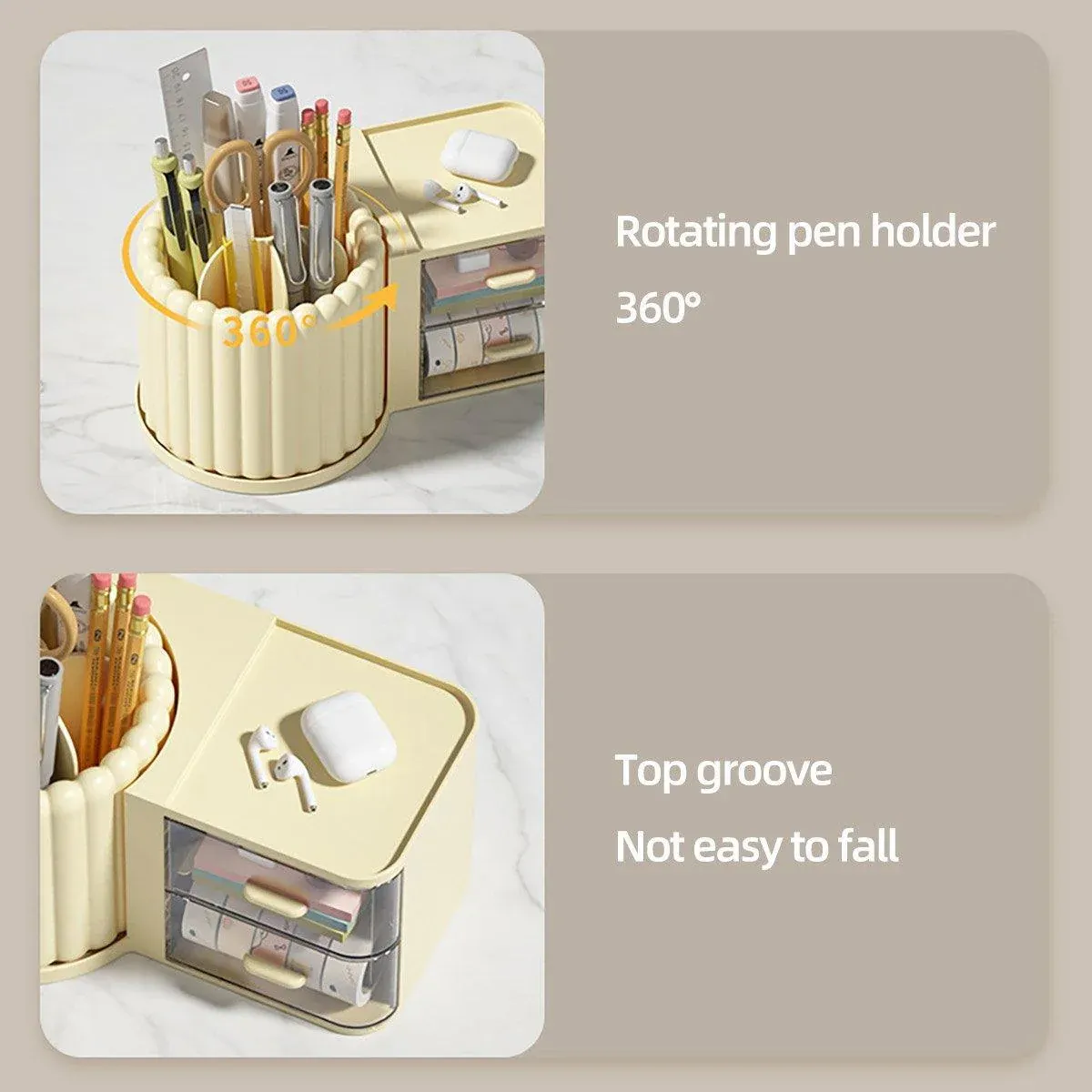 Rotating Cosmetic Pen Holder Dustproof Waterproof Storage Box Sanitary Organizer - White β image 6