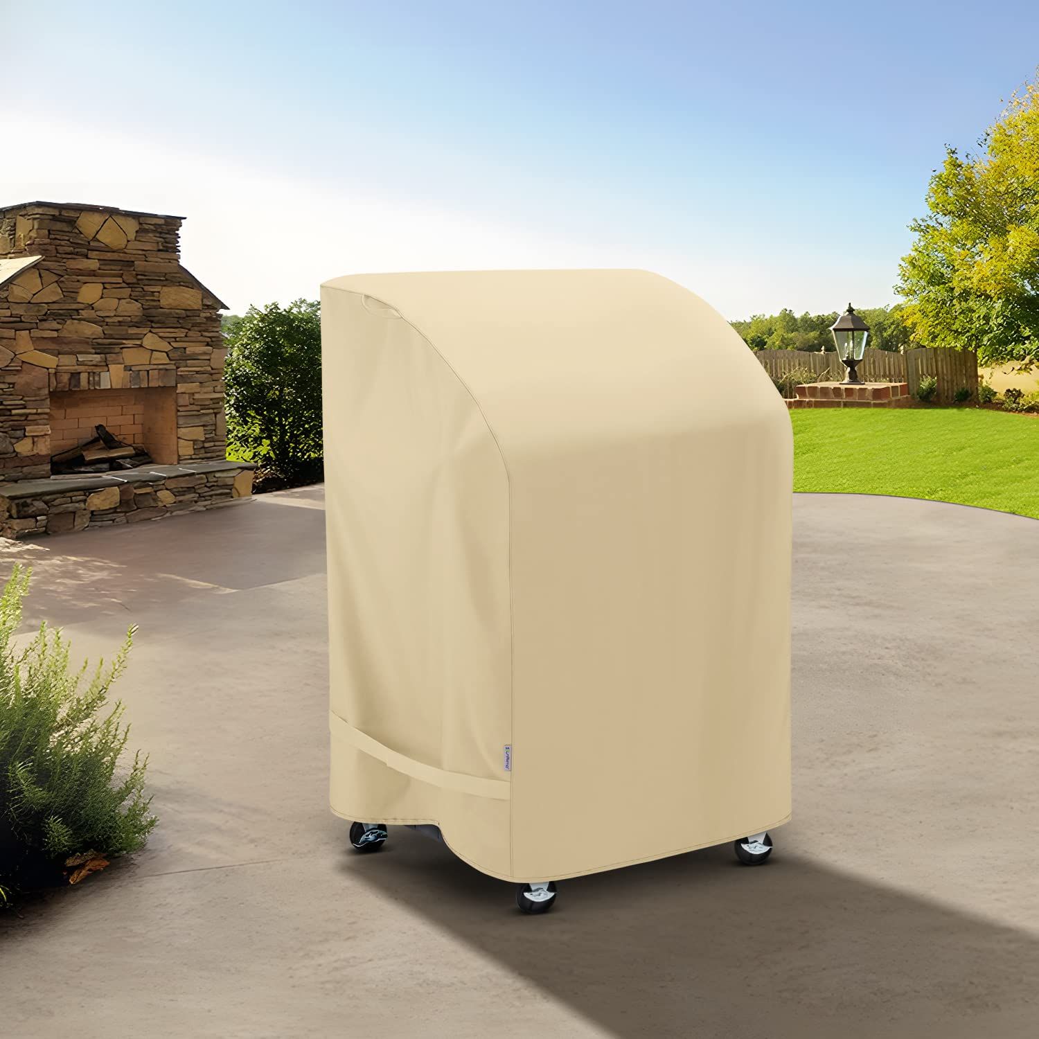 2 Burner Grill Cover 32 Inch, Outdoor Heavy Duty Waterproof Small Gas BBQ Cover, More Grills with Collapsed Side Tables, Beige — image 4