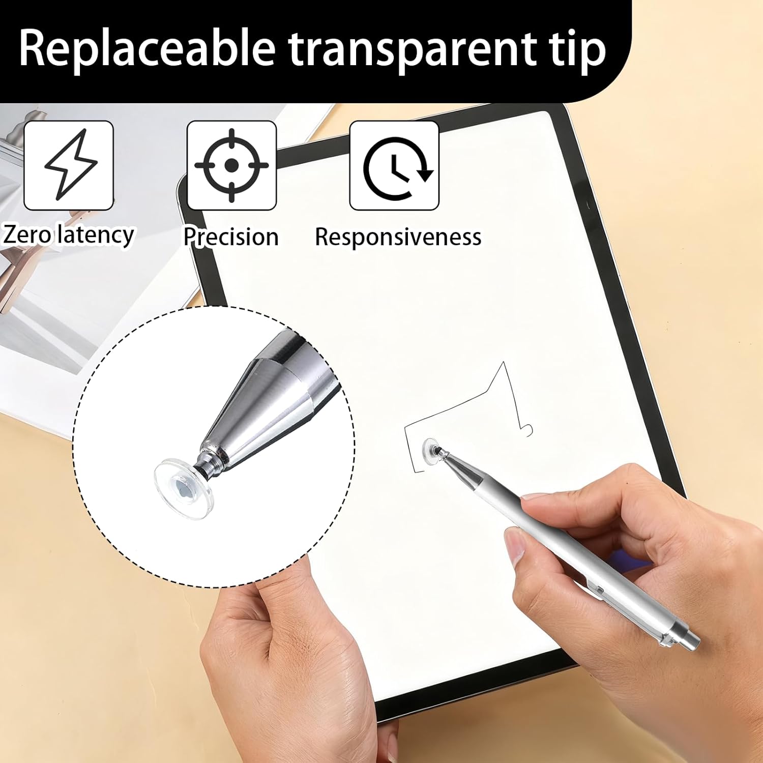 24 Pcs Stylus Tips Replacement Tips Only, Stylus Pen Tip Replacement High Precision Replaceable Pen Disc Tops Universal Round Shape Penpoint for Mobile Phones — image 6