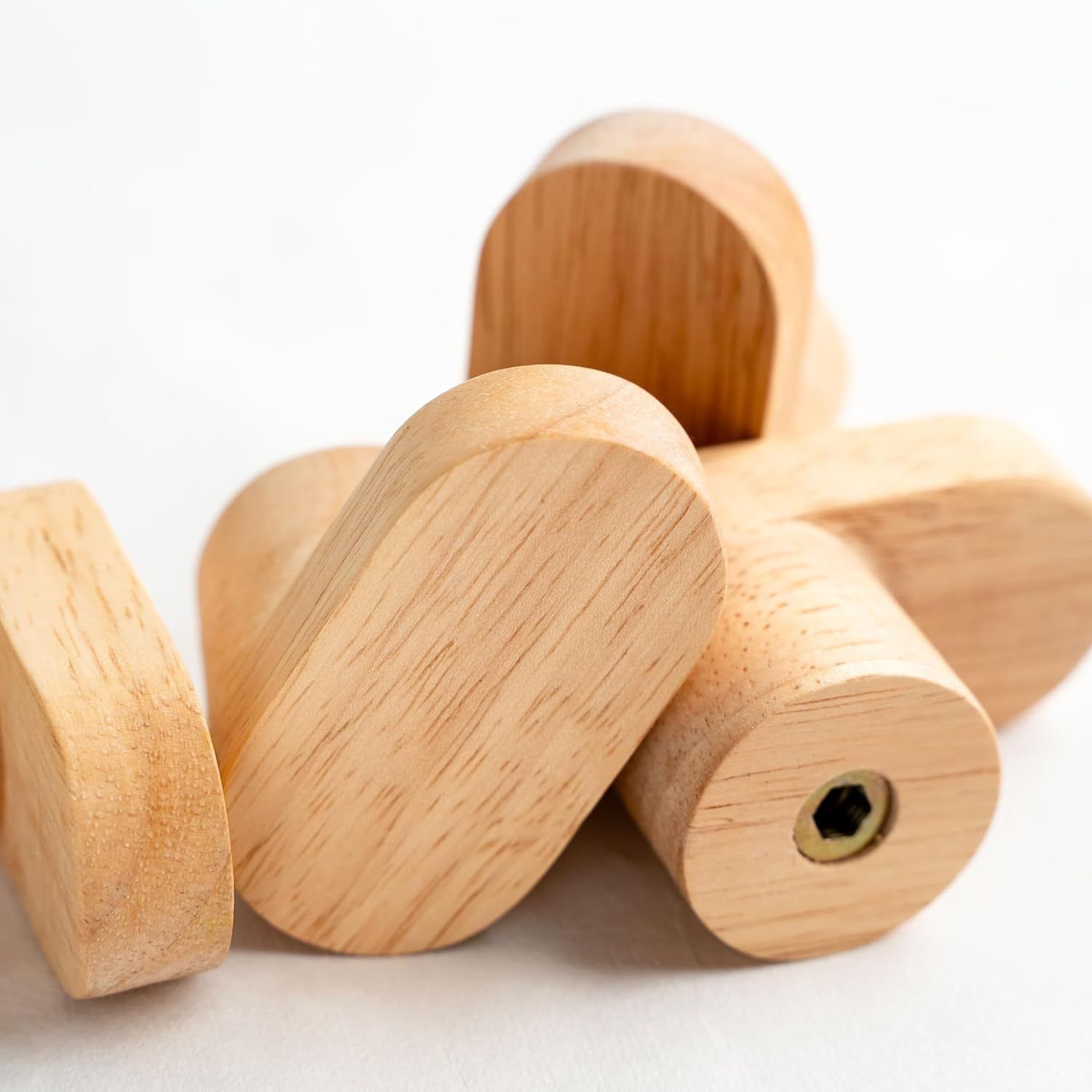Coat Hooks for Hanging Heavy Duty - 4 Pack Wooden Hooks Modern Minimalist, Natural Wood Hooks for Hanging Hat, Towel, Robe, Bag โ image 4