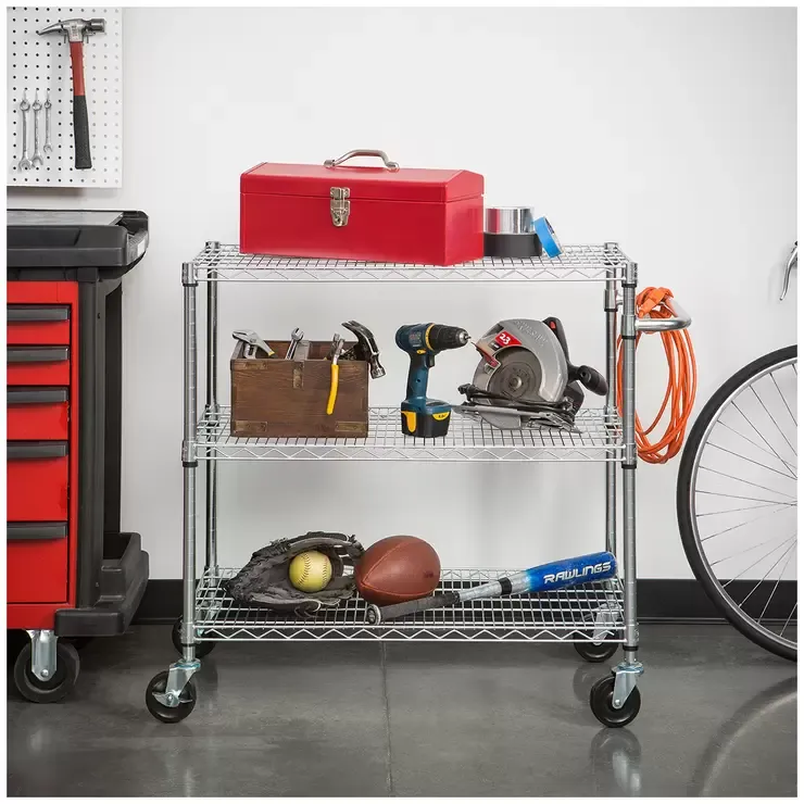 3 Tier Silver Storage Cart with 362.87kg Capacity โ image 3