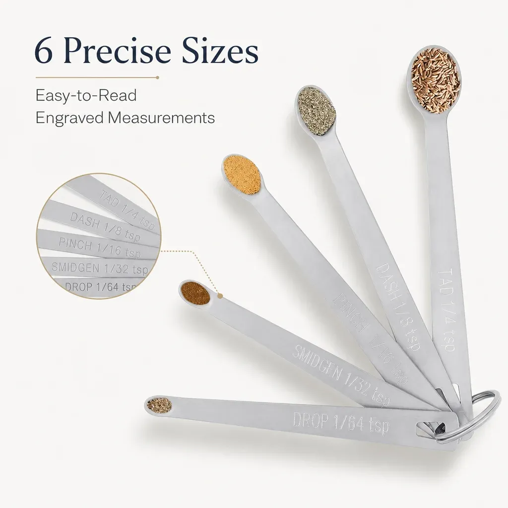 5 Pack Stainless Steel Mini Measuring Spoons for Kitchen Baking and Cooking — image 5