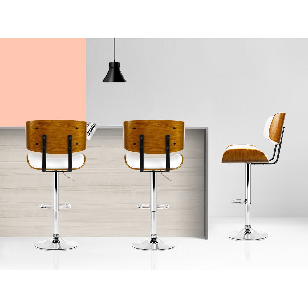 Artiss Bar Stools Gas Lift Leather White โ image 6