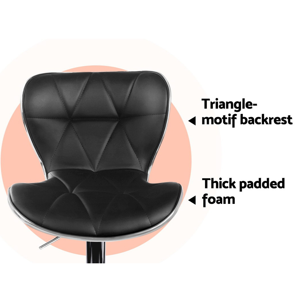 Artiss 2x Bar Stools Gas Lift Leather Seat Black โ image 5