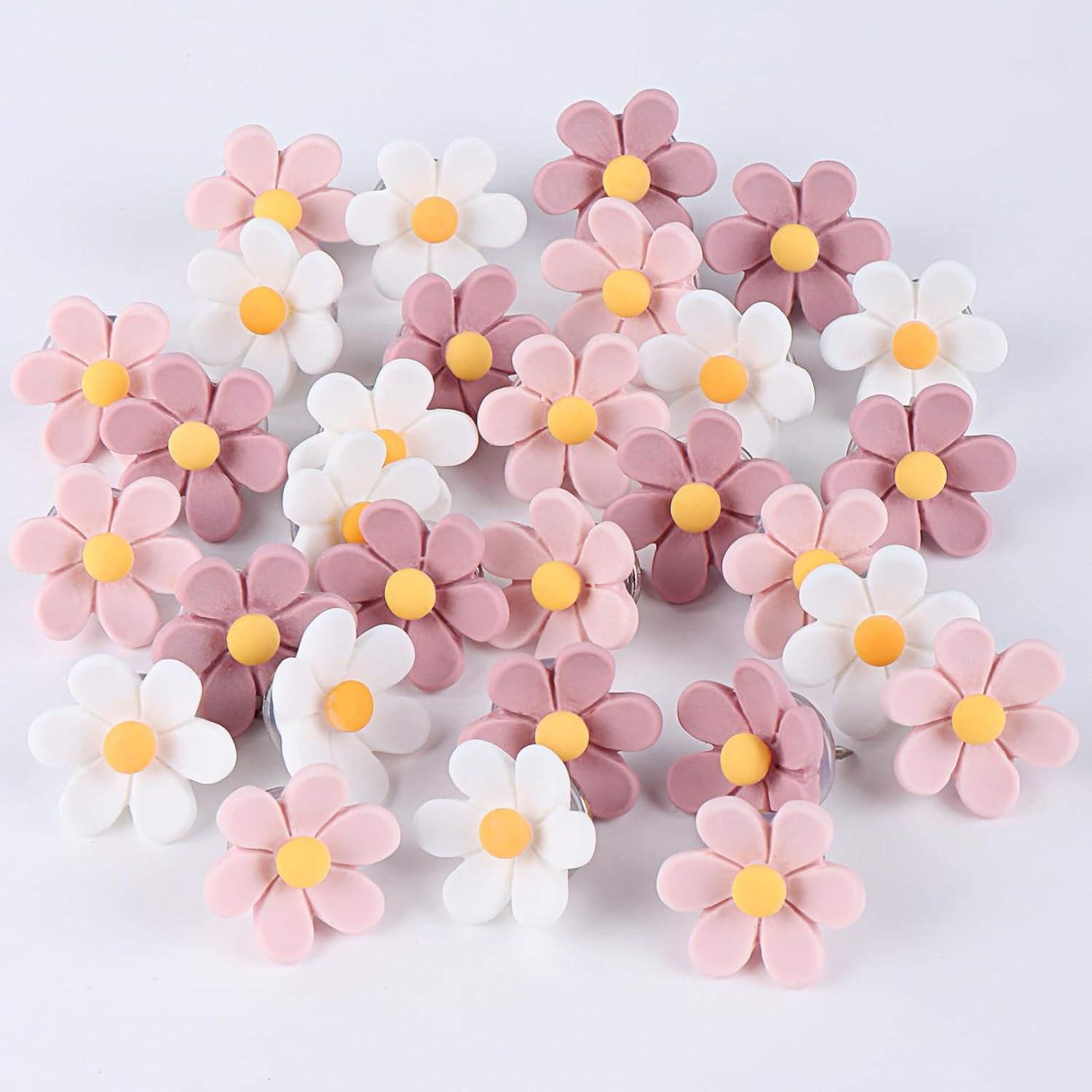 Flower Push Pins, 100pcs Pins for Cork Board Pink Decorative Thumb Tacks Cute Fun Photo Wall, Feature Map, Bulletin Board, Office or Home โ image 3
