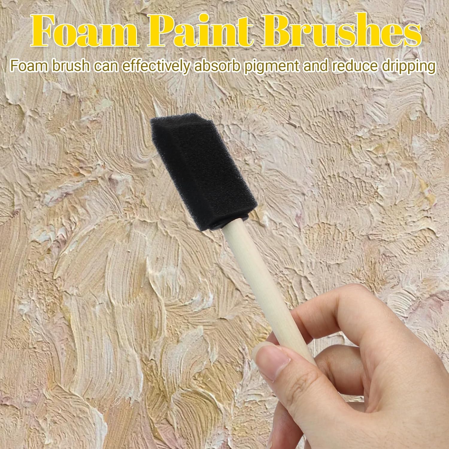 Biaungdo 4 Pcs 4 Sizes Foam Paint Brushes, Foam Sponge Brush for Painting, Sponge Paint Brushes with Wood Handle for Varnishes, Staining, DIY Crafting โ image 5