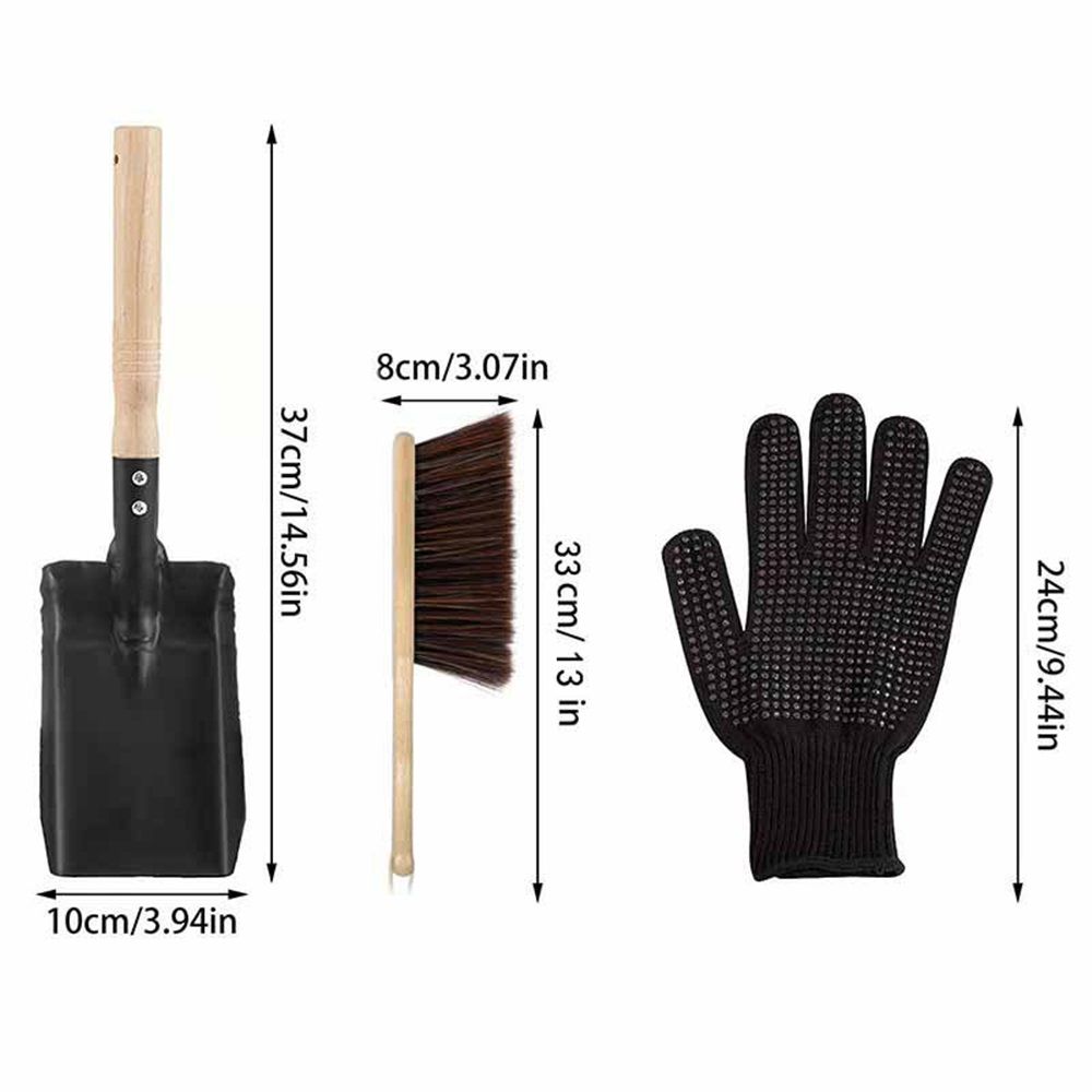 Coal Shovel and Hearth Brush Set Made of Natural Wood and Bristles, Hearth Tidy Set, Fireplace Shovel and Brush, Fireplace Tool Set, Metal Brush Pan Set โ image 2