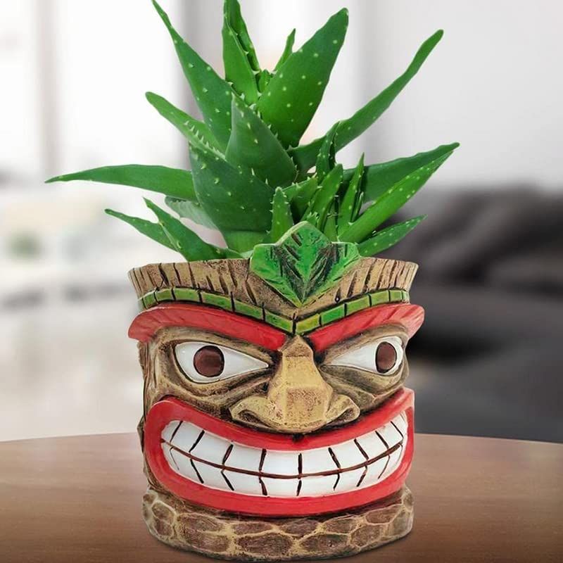 Novelty Head Indoor Little Planter Pot, Funny Succulent Plant Pot,Cute Easter Island Home Decor Flower Pot,Face Resin Flowerpot