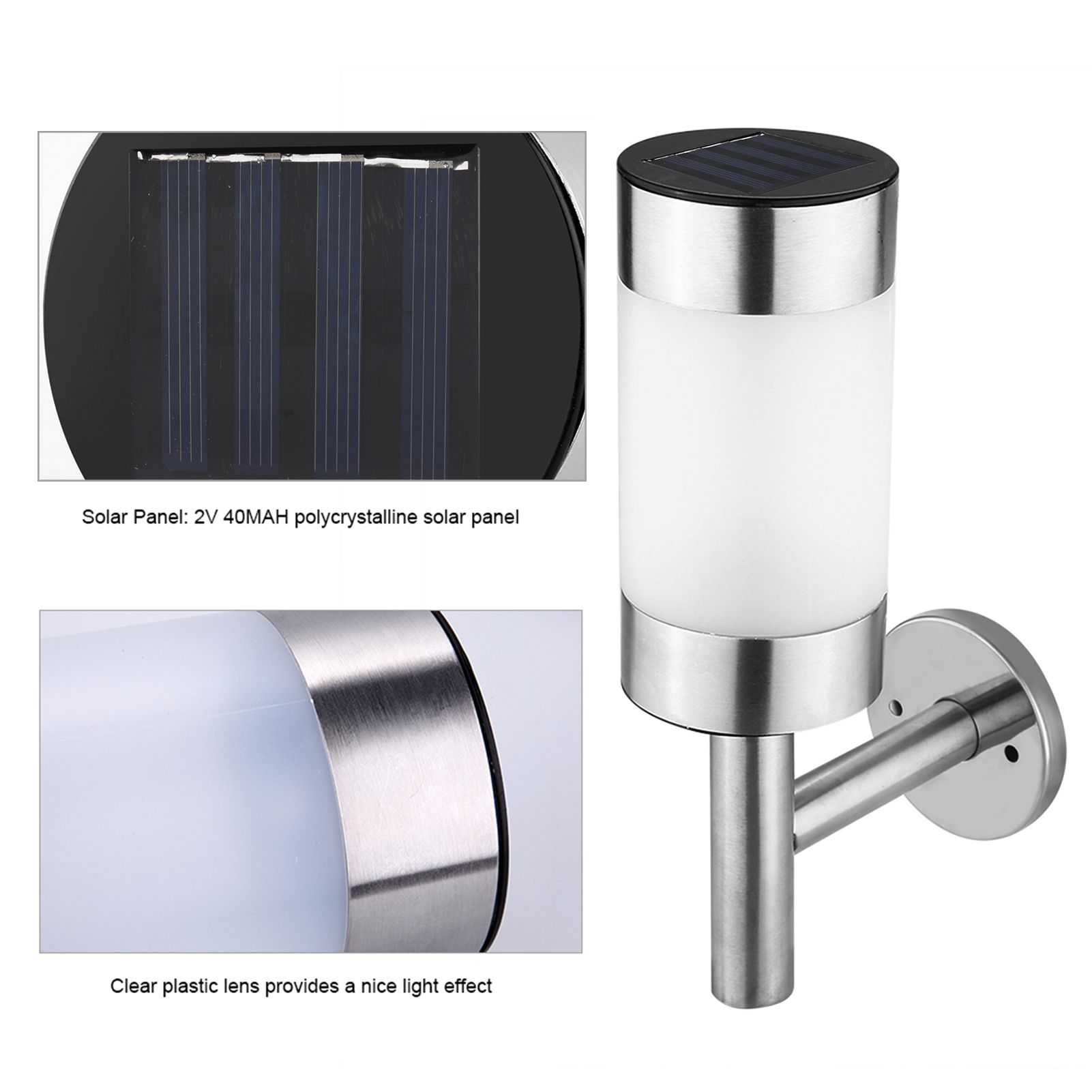 2Pcs Stainless Steel LED Solar Power Wall Mount Light Outdoor Garden Yard Sensor Lamp — image 4