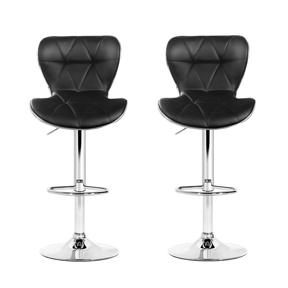 Artiss 2x Bar Stools Gas Lift Leather Seat Black โ image 3