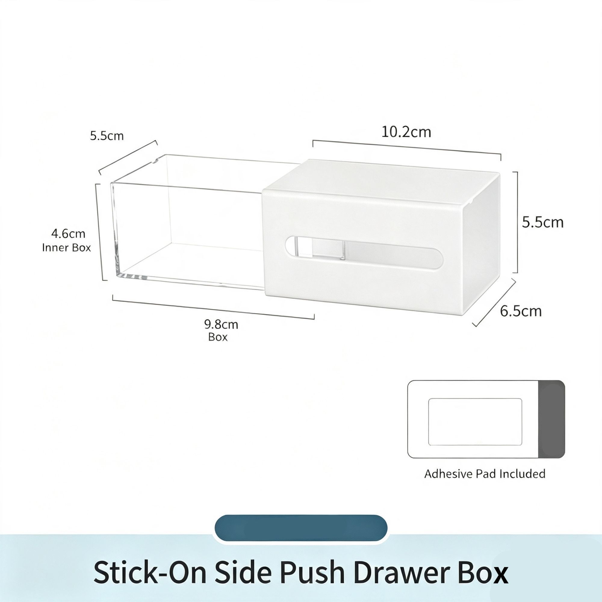 Adhesive Side Pull Drawer Organiser, Clear Acrylic Storage For Mirror Cabinet Interior