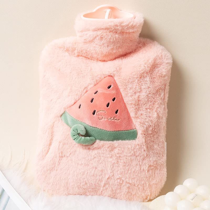 Plush Soft Cover, 1L Cute Hot Water Bag for Pain Relief with Cute Cover, Cramps, Back, Neck, Feet, Menstrual Cramps (Pink) โ image 4