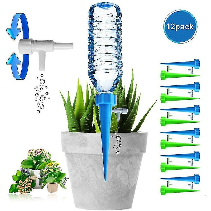 Drip Bottle, Automatic Plant Waterer, Drip Irrigation With Control Valve For Garden, Home, Indoor, Outdoor(12Pc)