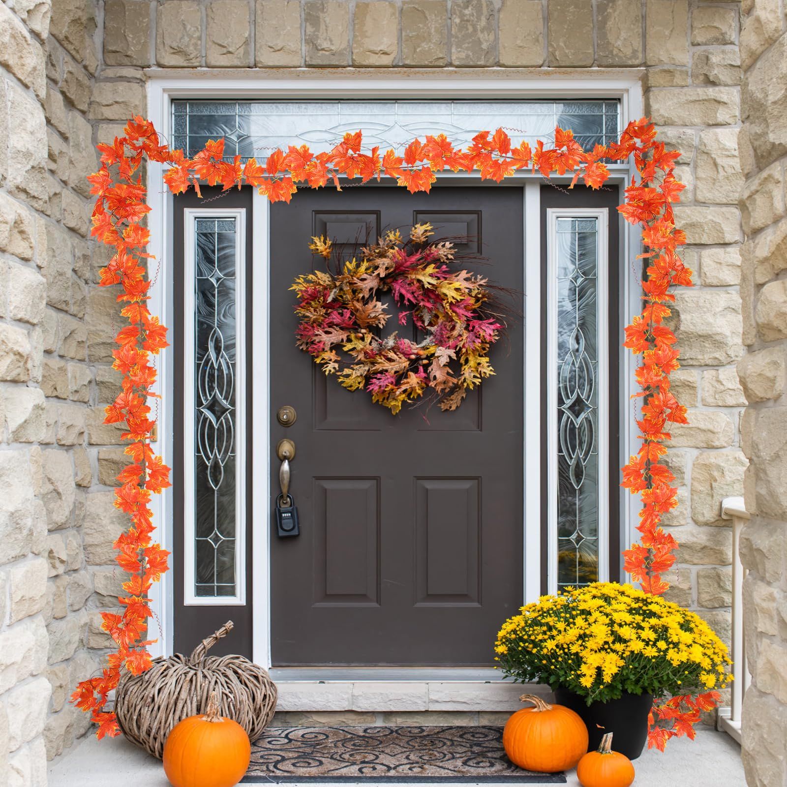 Hanging Vines 5.7Ft 36Leaves Artificial Fall Maple Leaves Autumn Thanksgiving Decor for Home Fireplace Party Halloween Festival — image 5