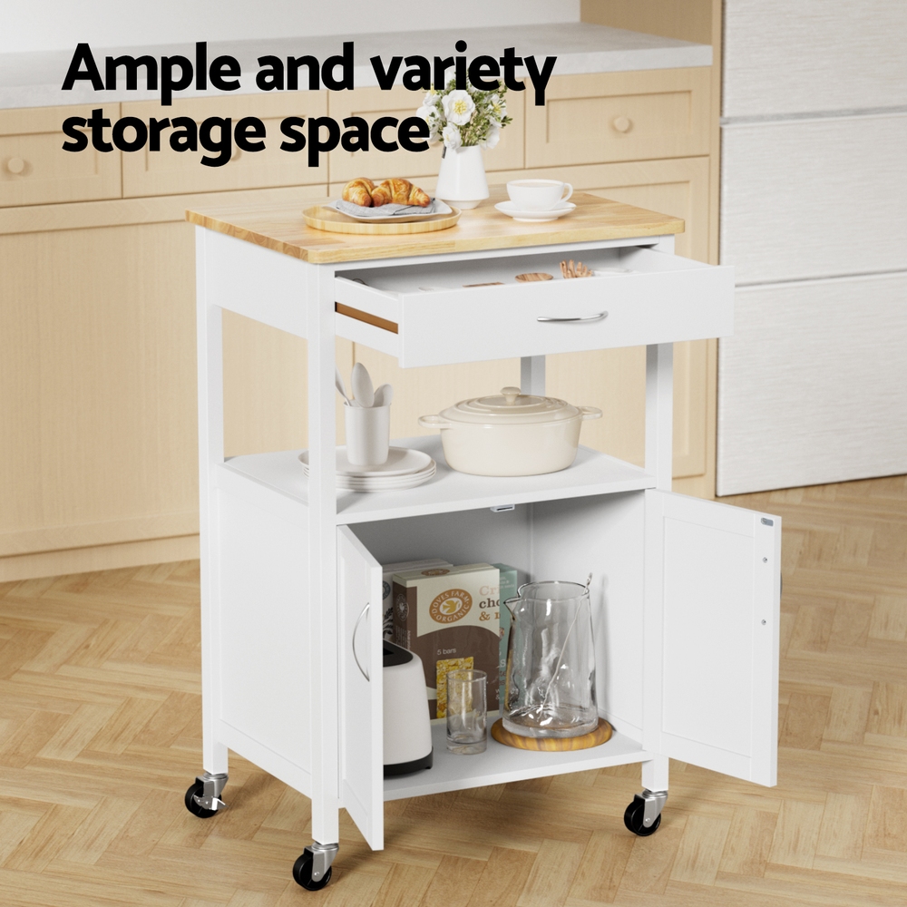 Artiss Kitchen Island Trolley Rolling Serving Cart Storage Drawer Cupboard 60cm โ image 5