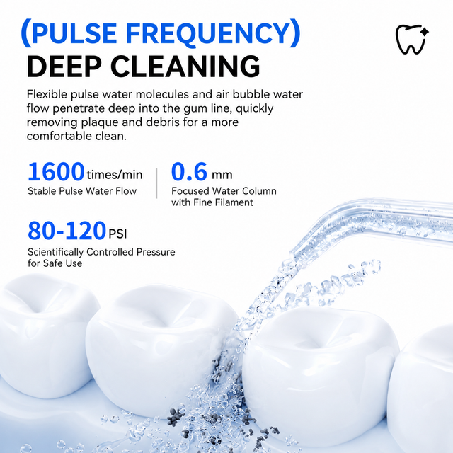 Blue Rechargeable Water Flosser Oral Irrigator with 3 Pressure Modes & 4 Nozzles - 380ml Detachable Tank, Type-C Charging, 0.6MM Fine Water Flow and โ image 3