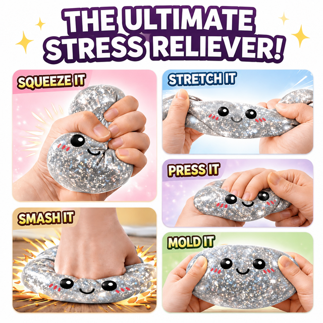 Realistic Steamed Bun Squishy Stress Relief Toy with Steamer Basket - Pink Glitter TPR Slow Rebound Squeeze Fidget for Adults โ image 2