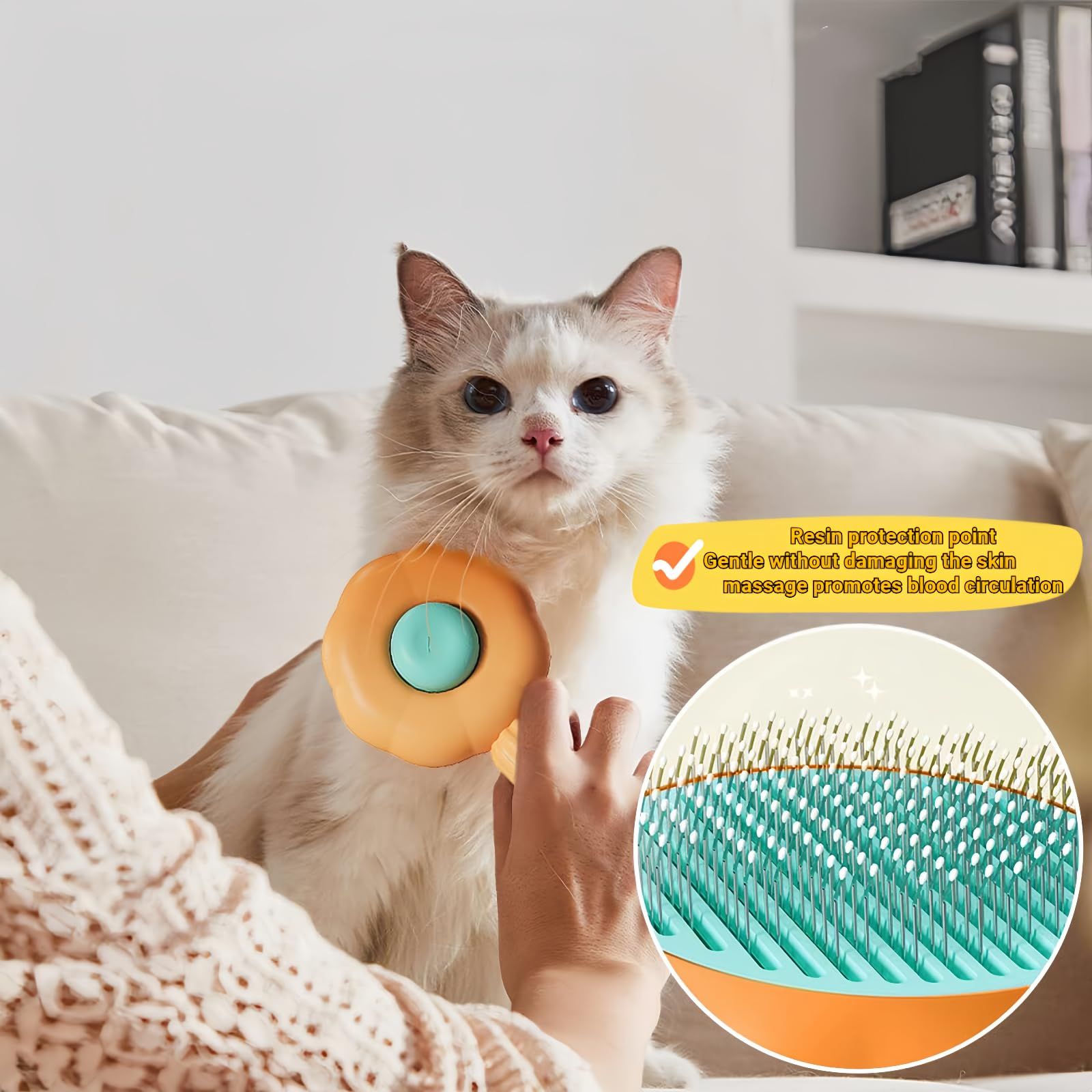 self cleaning cat brushcat combPet comb Cat comb pet brush Pet Self-cleaning needle comb pet hair remover pet comb (orange) — image 3