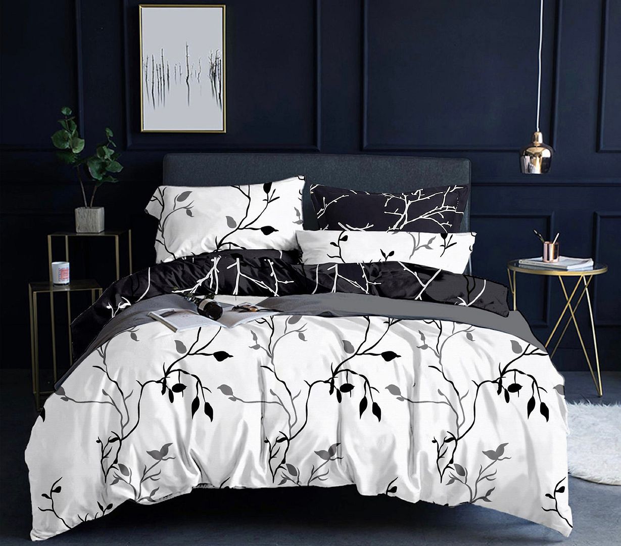 Tree Reversible Double Size Quilt/Duvet Cover Set - Black — image 2