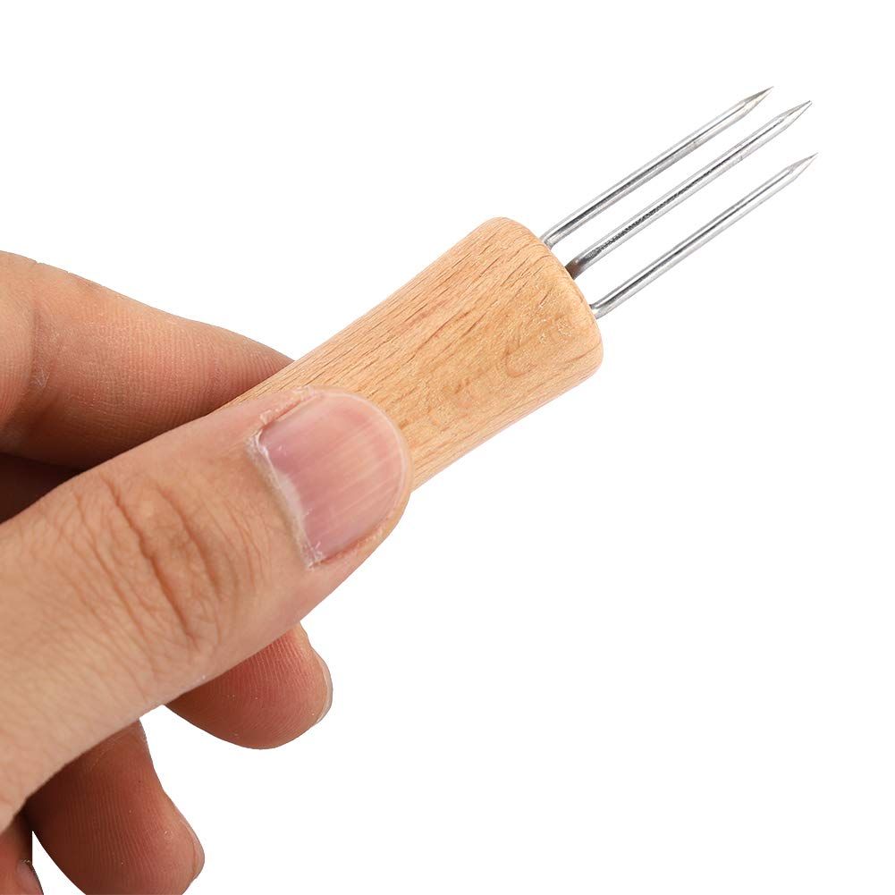 Corn Holders,Wooden Handle Stainless Steel BBQ Meat Fruit Forks Barbecue Corn Cob Holder for Home Cooking and BBQ โ image 3