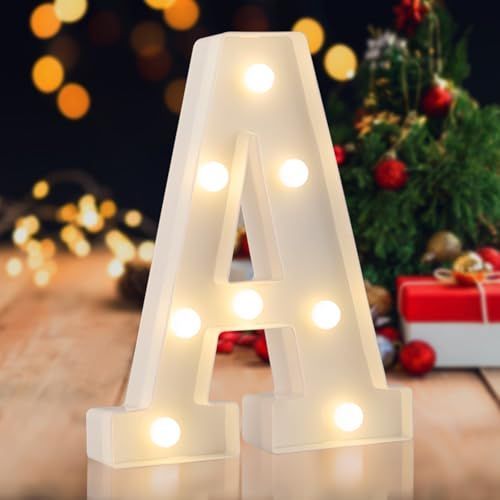 Sign letter D, warm white, 26 letters, 10 numbers, heart and & symbol; for birthday, party, Christmas, home, bar, wedding decoration; DIY word combinations — image 2