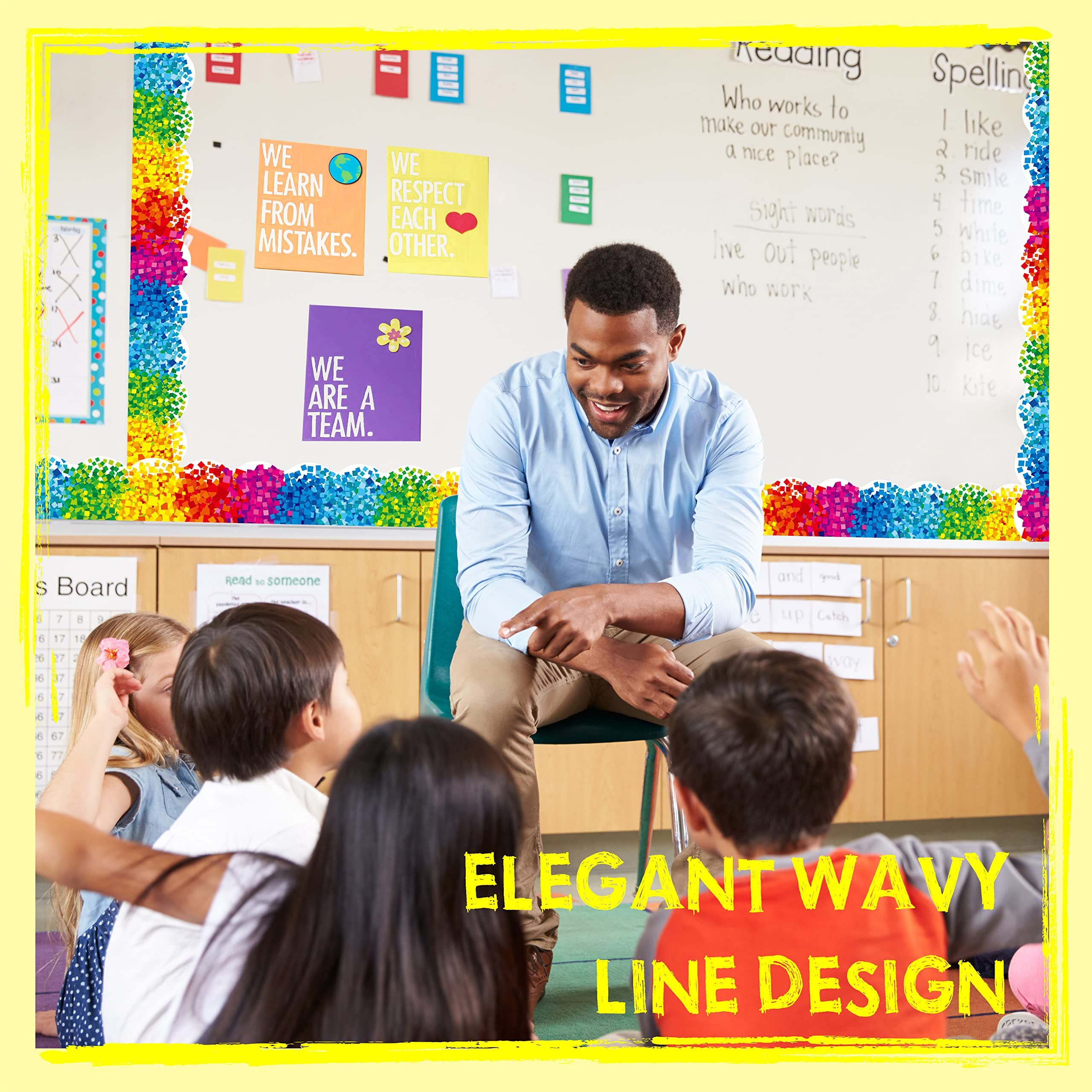 60 Feet Bulletin Board Borders, Confetti Scalloped Rolled Border Trim for School, Classroom & Offices — image 5