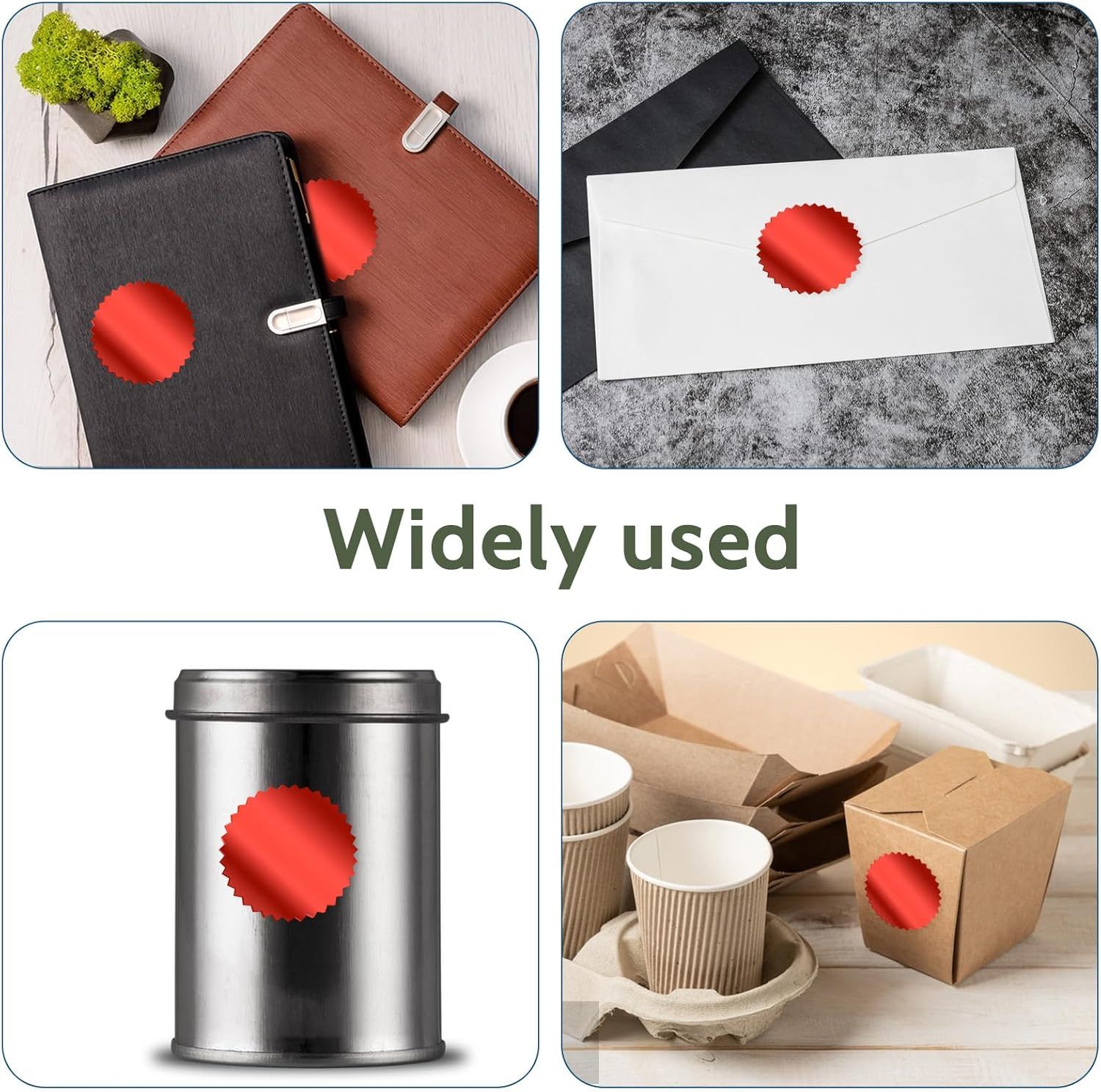 Red Embossing Stickers 2" Round Labels Foil Blank Stickers Metallic Seals for Package, Wedding Envelope, Graduation, Valentine's Day,Certificate Wafer Seals — image 6