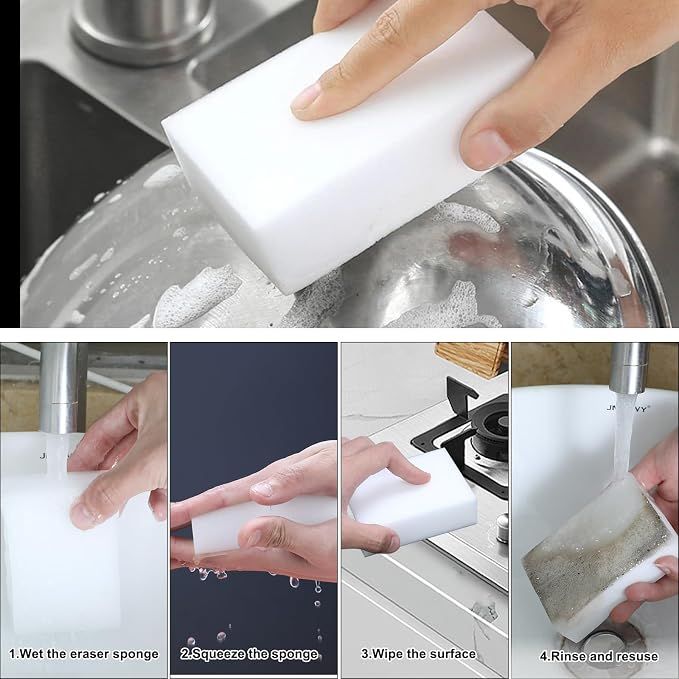 2X Density Magic Sponge Eraser,Multi-Functional Household Cleaning Kitchen Dish Sponge for Furniture,Extra Thick and Long Lasting Melamine Cleaning Sponges(10) — image 3