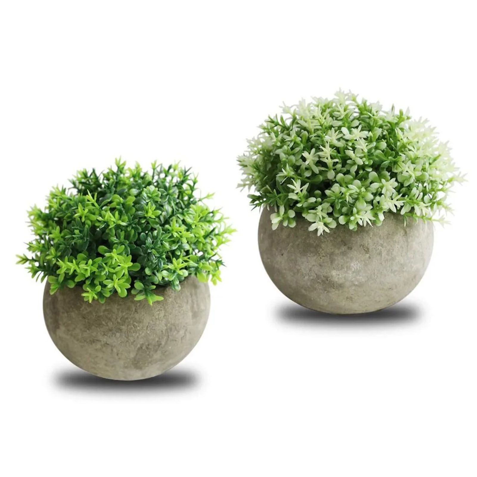 2 PCS Simulated Plant Bonsai Semicircular Ball Pulp Bonsai Desktop Green Plants Potted Ornaments White Green โ image 2
