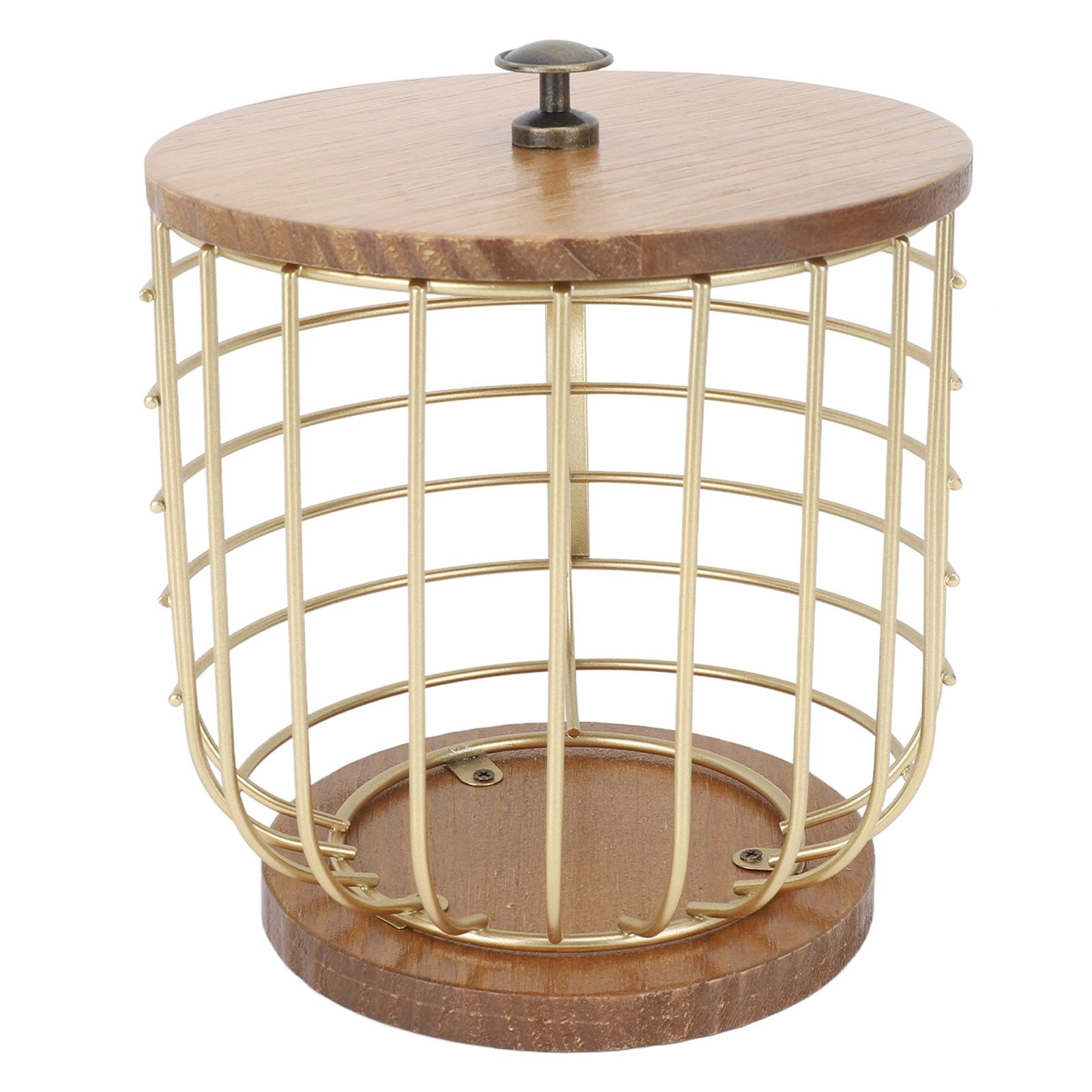 Coffee Pod Holder Iron Large Capacity Space Saving Wooden Base Coffee Pods Storage Organizer for Home Coffee Bar Gold with Lid โ image 3