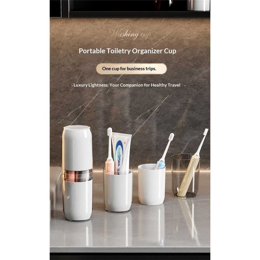 Travel Storage mouthwash Mug, Transparent Toothbrush Mug, Dual-Purpose Couple Tooth Cup universal Four cups โ image 2