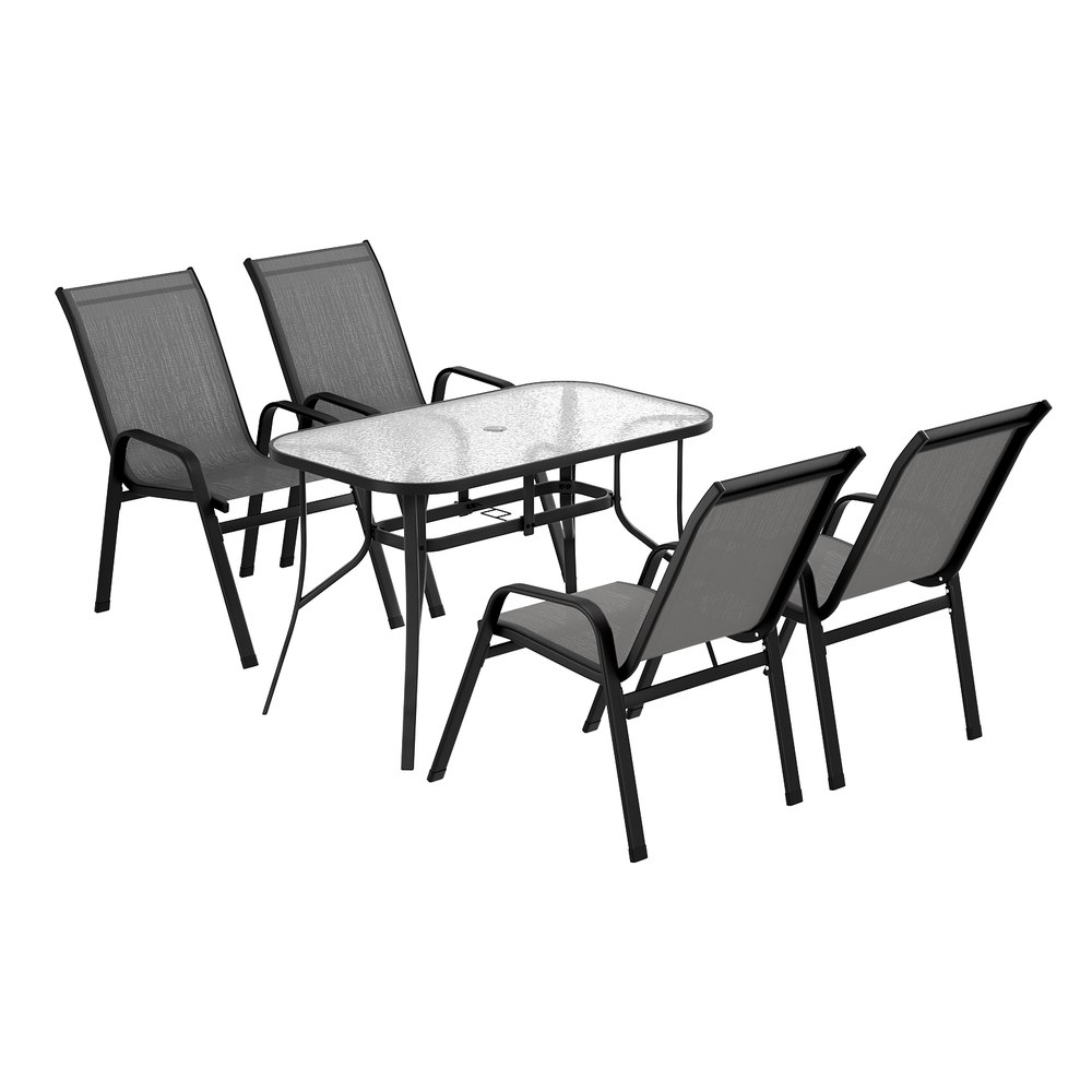 Gardeon 5PC Outdoor Dining Set Table and Chairs Patio Furniture Bistro Set Garden Grey — image 3