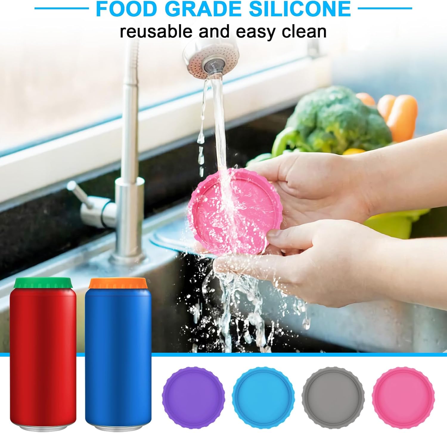 6 Pack Silicone Soda Can Cover Lids, Reusable Soda Can Lids Beer Can + Paper Corner Rounder Punch, Corner Punch Corner Cutter โ image 4