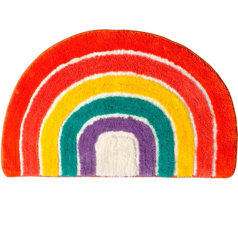 Rainbow Bath Mat Colorful Flocking Rainbow Bathroom Rugs Microfiber Absorbent Non Slip Rainbow Rug Bath Room Front Door Machine