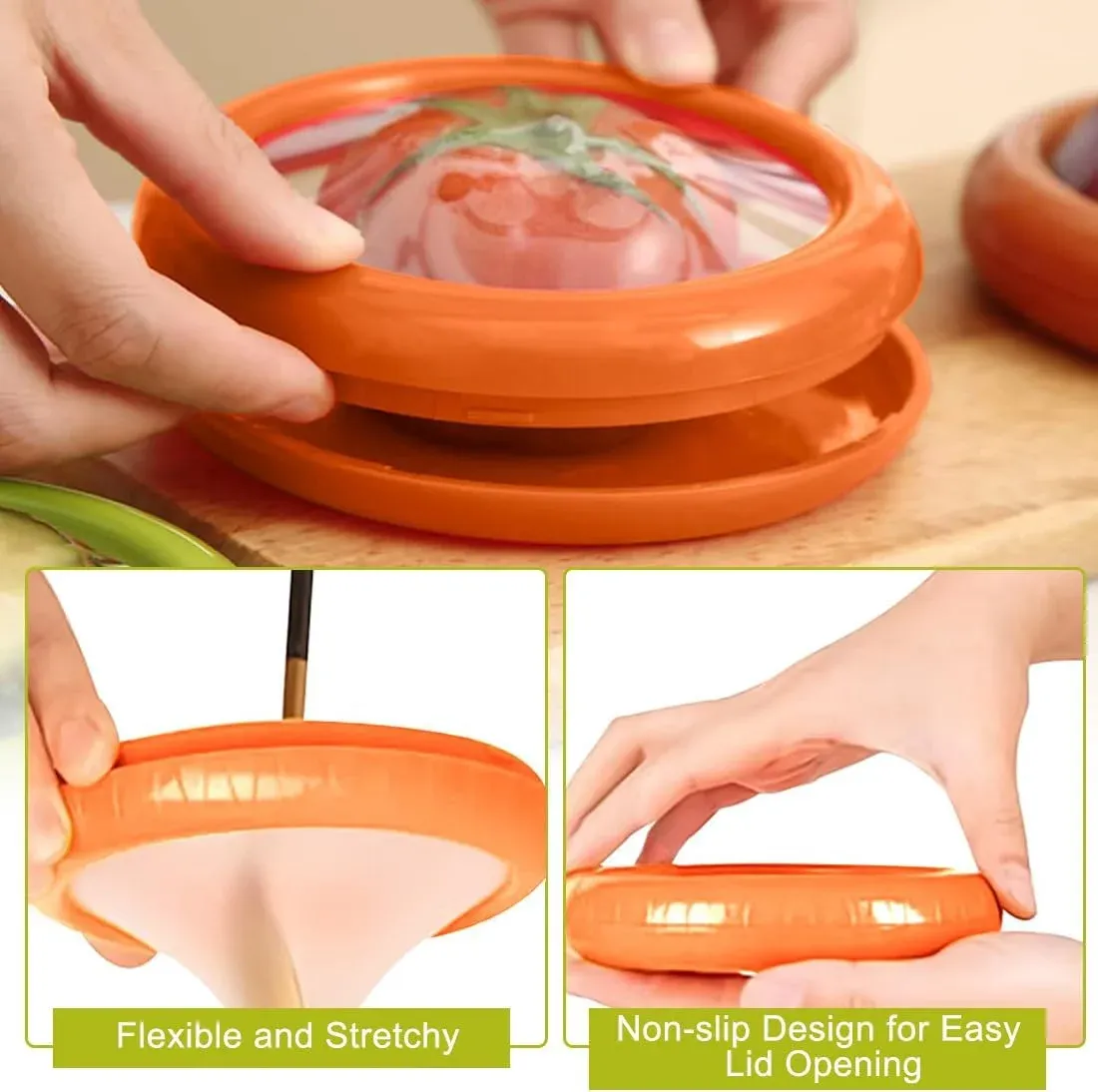 2 Pack Avocado Onion Storage Containers, Reusable Fridge Keepers with Tight Seal, Green Brown โ image 3