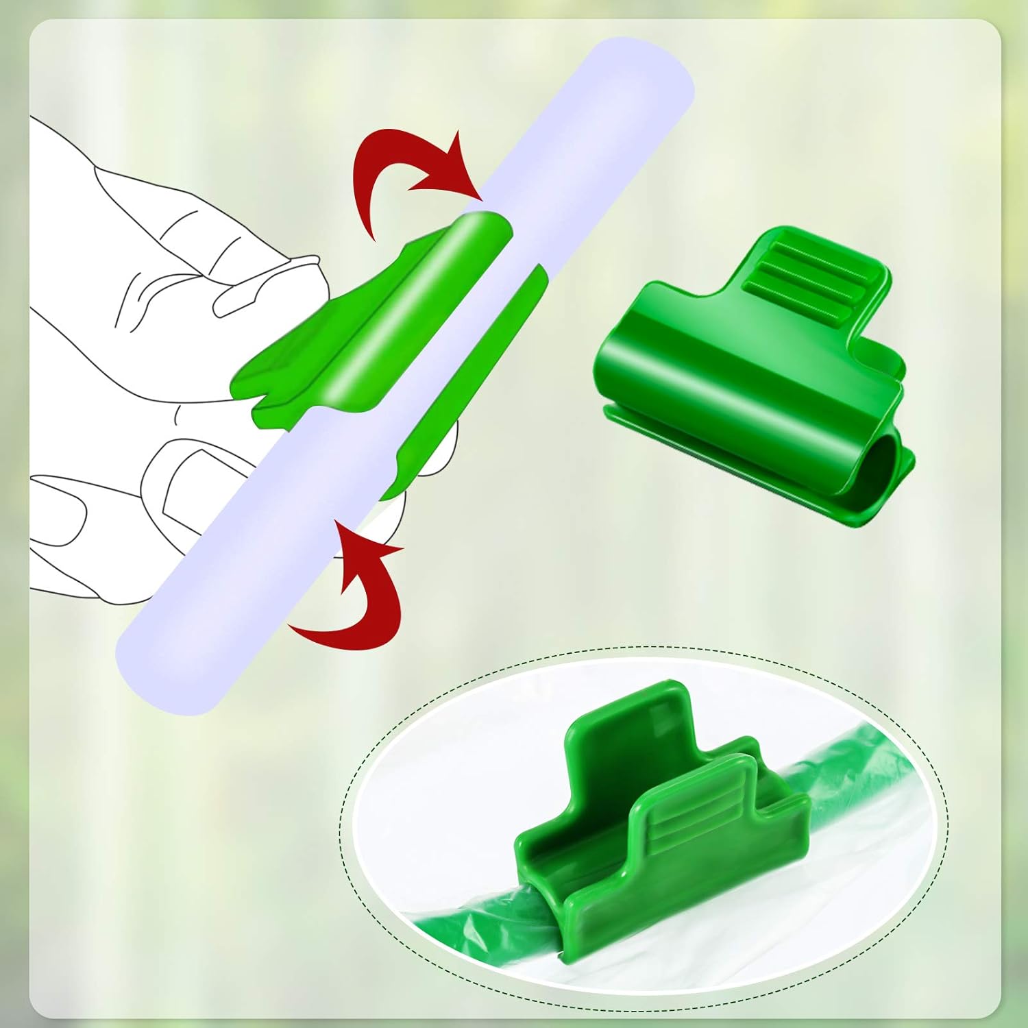 40 Pieces Greenhouse Clamps Film Row Cover Netting Tunnel Hoop Clip Frame Shading Net Rod Clip Greenhouse Film Clamps for Season Plant Extension Support (40 โ image 4