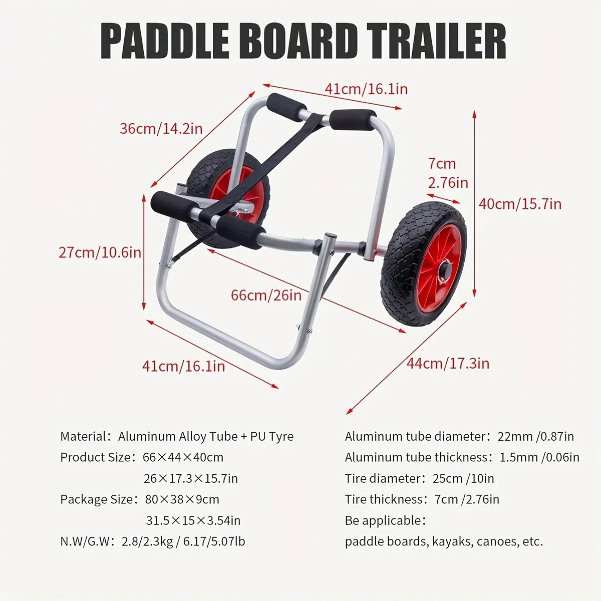 Boat Kayak Canoe Cart Kayak Trailer Sturdy Aluminum Alloy Paddle Board Kayak โ image 3