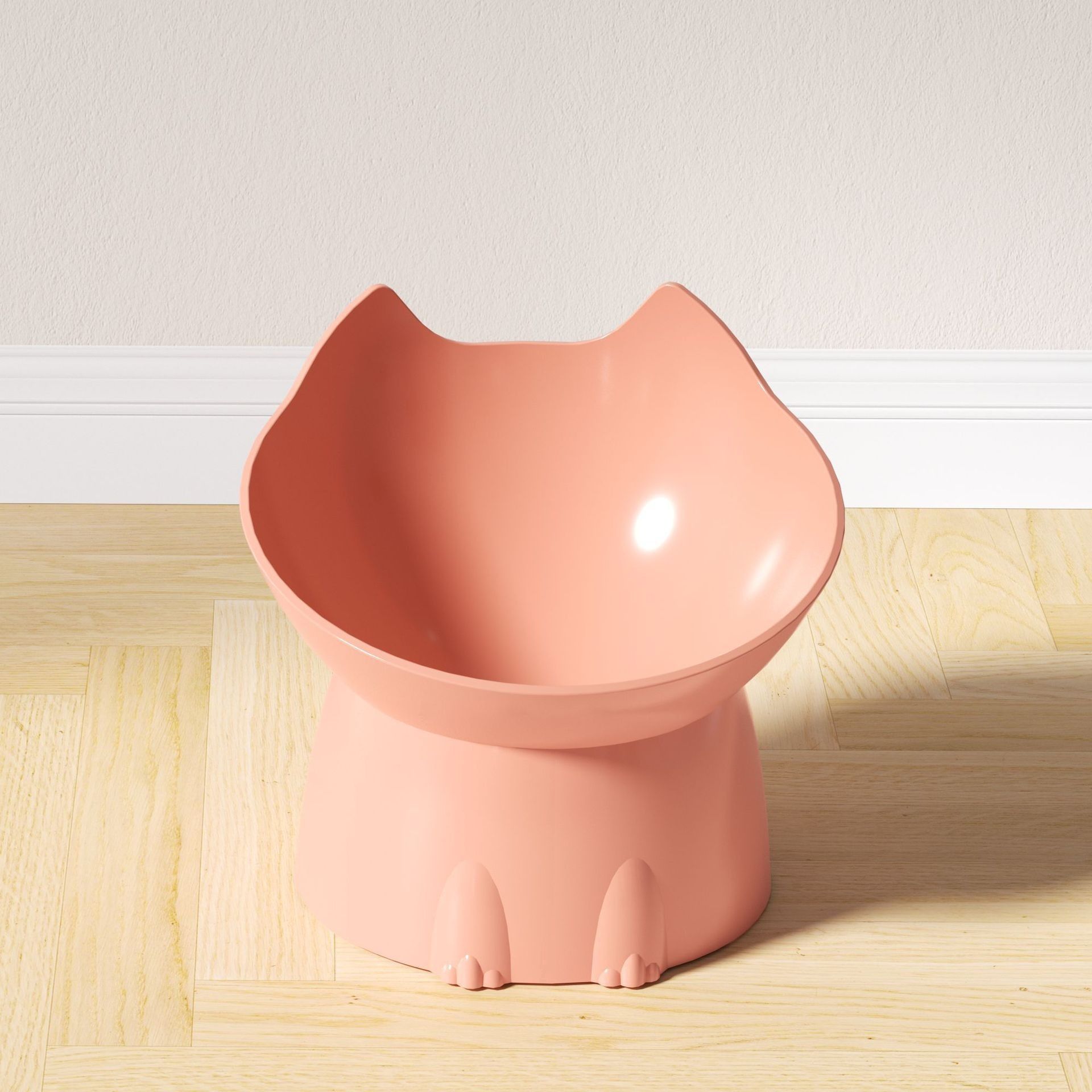 Raised Cat Bowl with Long Ears - Large Capacity Tilted Pet Food Bowl for Cats Dogs - Anti-Spill Elevated Feeding Dish - Pink